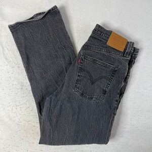 Levi's Ribcage Straight Ankle Jeans Womens 30 Gray High Rise Button Fly Denim
